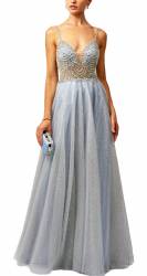 Diamante Bodice Ice Blue Tulle gown